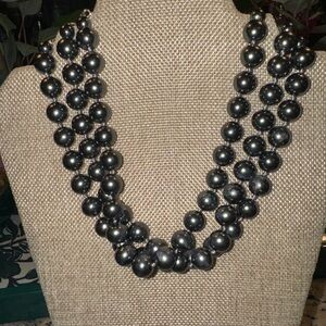 Vintage Carolee Black Statement Bead Necklace Multi Strand